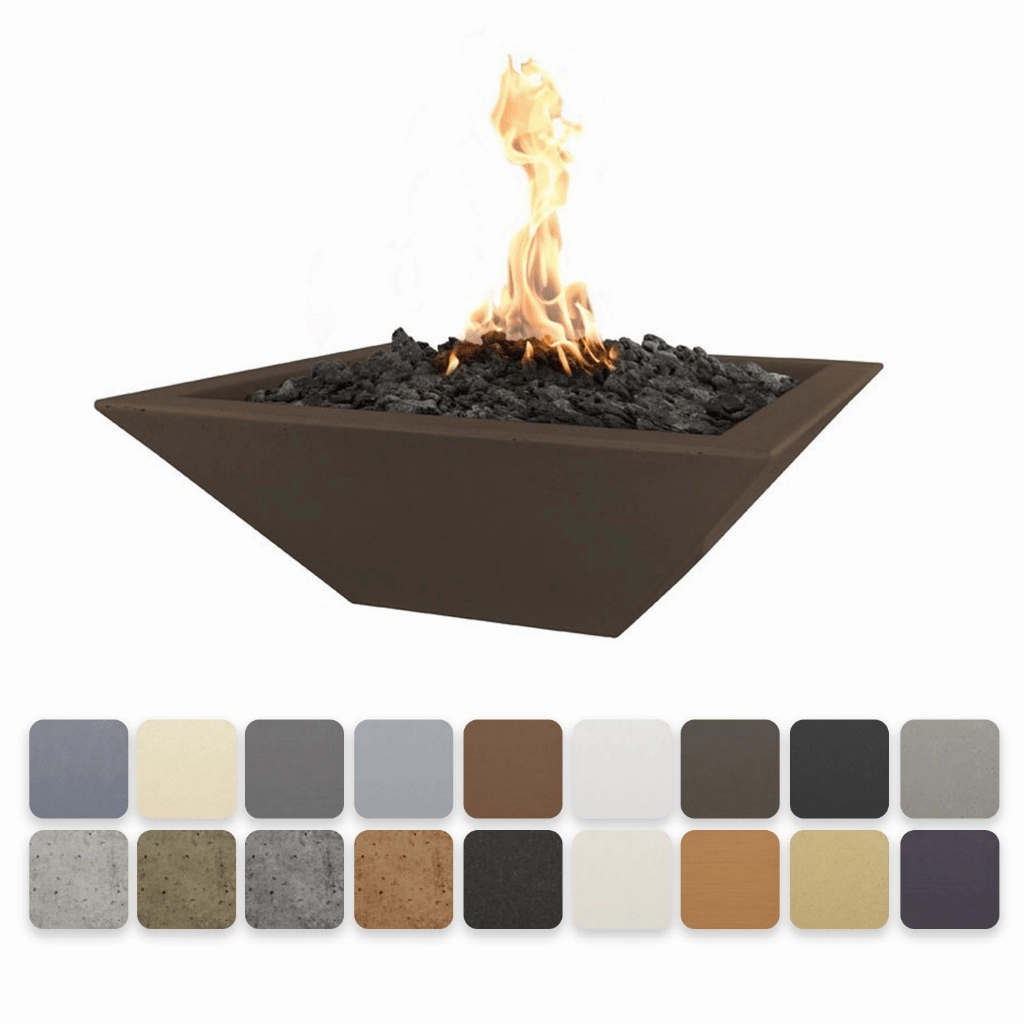 The Outdoor Plus Maya GFRC 30" 12V Electronic Ignition Concrete Square Fire Bowl OPT-30SFOE12Vportable outdoor fire pit with lid