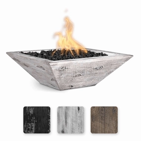 The Outdoor Plus Maya GFRC 30" Wood Grain Concrete Square Match Lit Fire Bowl OPT-30SWGFOportable outdoor fire pit with lid
