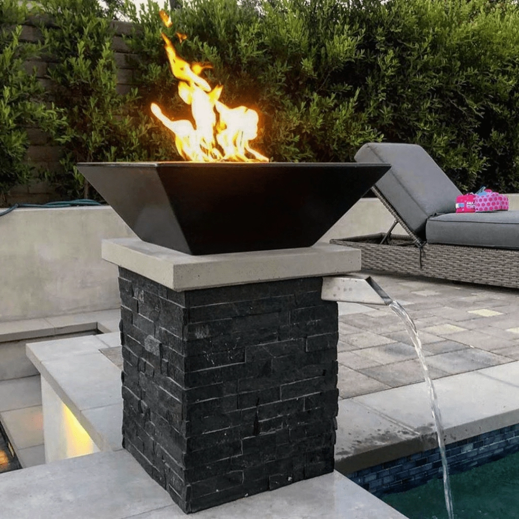 The Outdoor Plus Maya GFRC 36" 12V Electronic Ignition Concrete Square Fire Bowl OPT-36SFOE12V