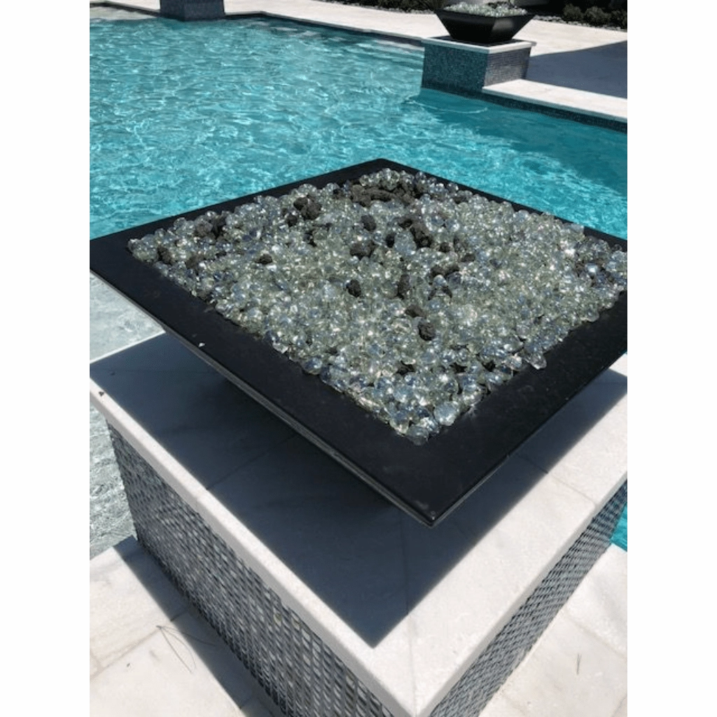 The Outdoor Plus Maya GFRC 36" 12V Electronic Ignition Concrete Square Fire Bowl OPT-36SFOE12V