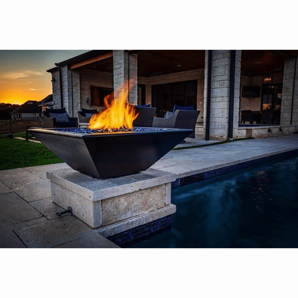 The Outdoor Plus Maya GFRC 36" Match Lit Concrete Square Fire Bowl OPT-36SFO