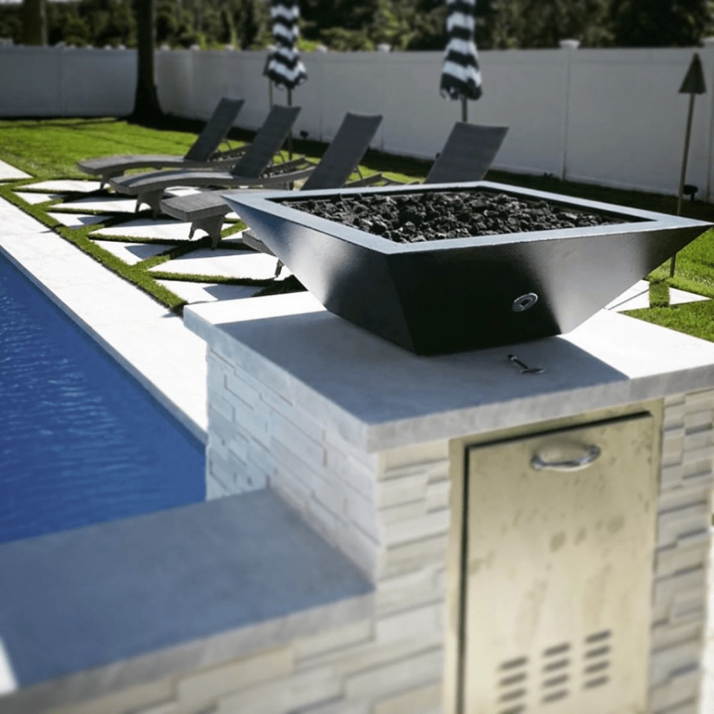 The Outdoor Plus Maya GFRC 36" Match Lit Concrete Square Fire Bowl OPT-36SFO