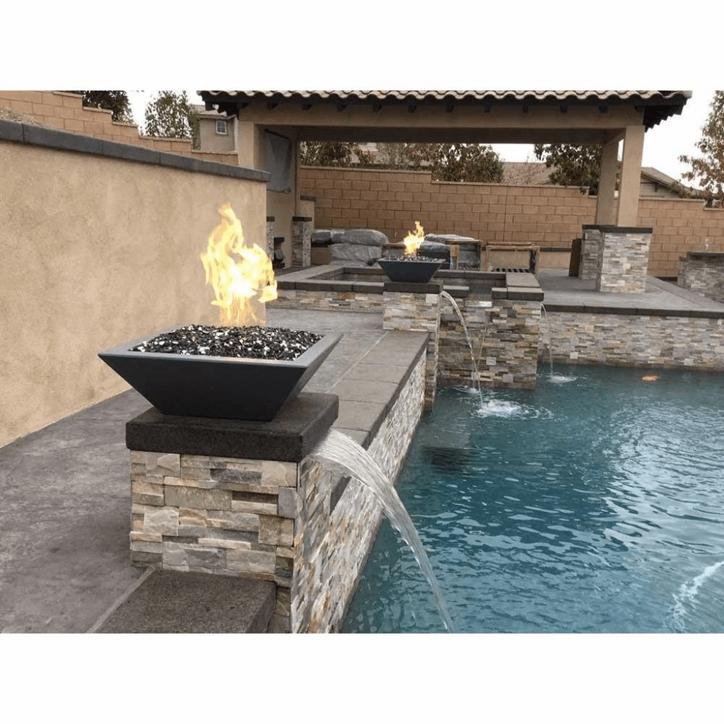 The Outdoor Plus Maya GFRC 36" Match Lit Concrete Square Fire Bowl OPT-36SFO