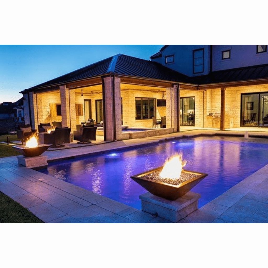 The Outdoor Plus Maya GFRC 36" Match Lit Concrete Square Fire Bowl OPT-36SFO