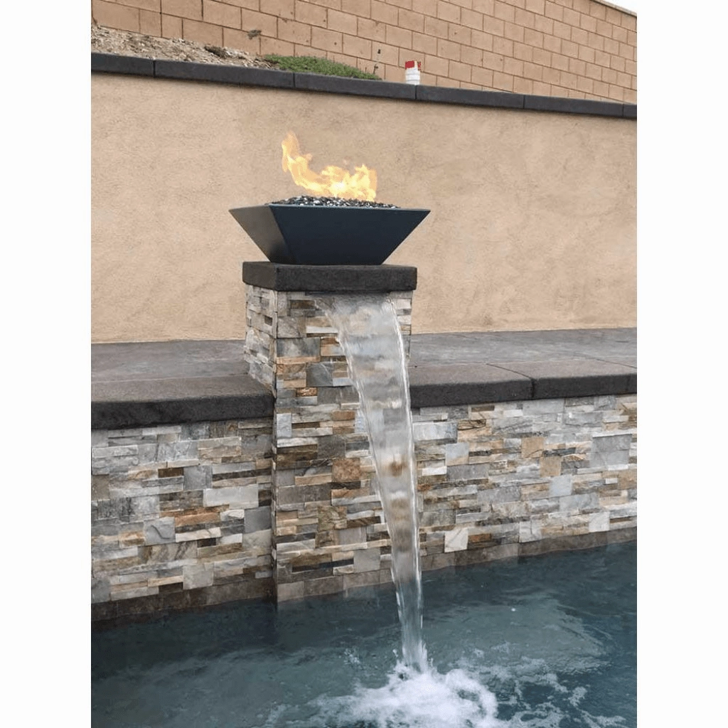 The Outdoor Plus Maya GFRC 36" Match Lit Concrete Square Fire Bowl OPT-36SFO
