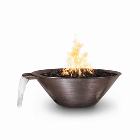 The Outdoor Plus Remi 31" Electronic Ignition Hammered Copper Round Fire & Water Bowl OPT-31RCFWE12Vportable outdoor fire pit with lid