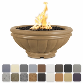 The Outdoor Plus Roma GFRC 24" Concrete Round Match Lit Fire Bowl OPT-ROMFO24portable outdoor fire pit with lid