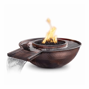 The Outdoor Plus Sedona 27" Hammered Copper Gravity Spill Round Match Lit Fire & Water Bowl OPT-27RCPRFWGSportable outdoor fire pit with lid