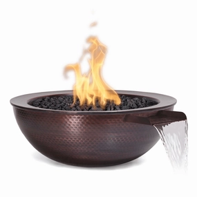 The Outdoor Plus Sedona 27" Hammered Copper Round Match Lit Fire & Water Bowl OPT-27RCPRFWportable outdoor fire pit with lid