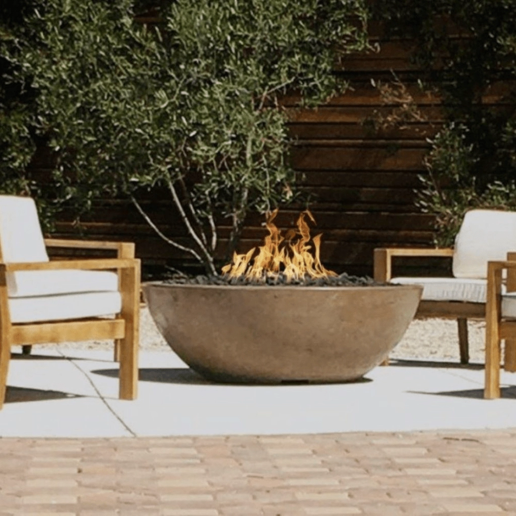 The Outdoor Plus Sedona 48" Narrow Ledge GFRC 110V Electronic Ignition Concrete Round Fire Pit OPT-SED48EKIT