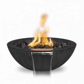 The Outdoor Plus Sedona GFRC 27" Wood Grain Concrete Round 12V Electronic Ignition Fire & Water Bowl OPT-27RWGFWE12Vportable outdoor fire pit with lid