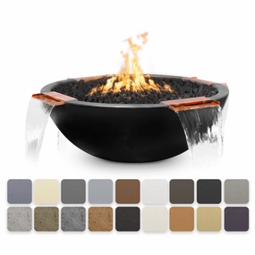 The Outdoor Plus Sedona GFRC 60" Concrete 4 Way Spill Round Match Lit Fire & Water Bowl OPT-60RFW4Wportable outdoor fire pit with lid