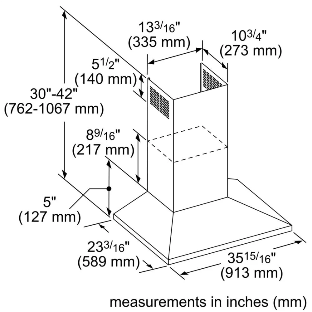Thermador HMCB36WS 36-Inch Masterpiece? Pyramid Chimney Wall Hood With 600 Cfm