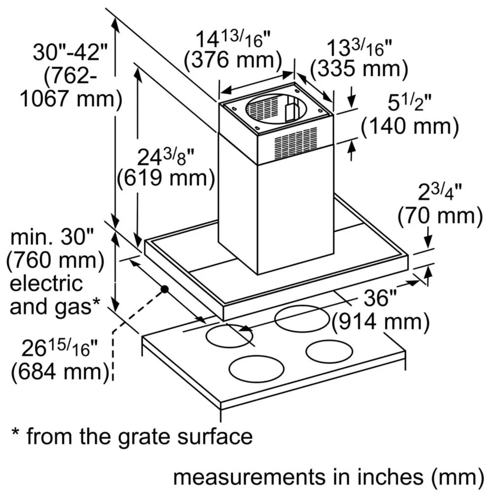 Thermador HMIB36WS 36-Inch Masterpiece? Box Island Hood With 600 Cfm
