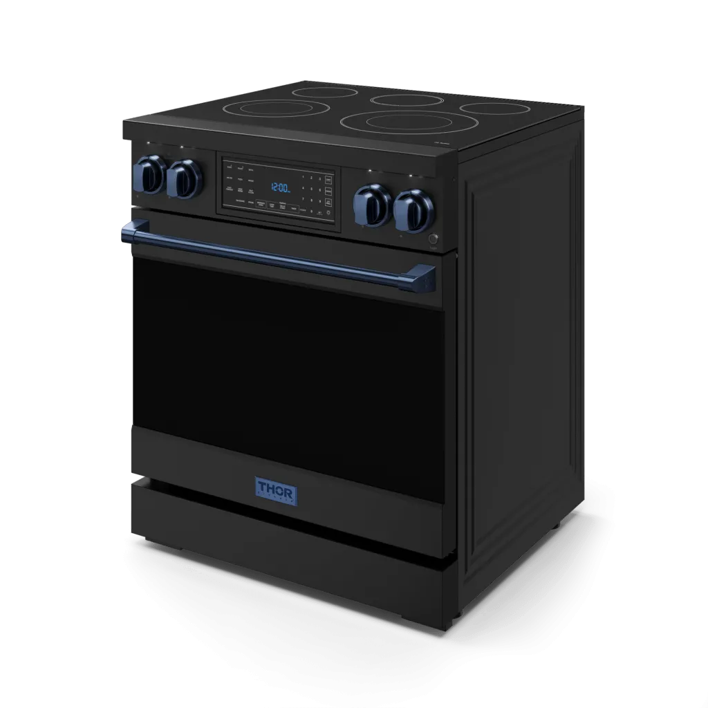 Thor Kitchen RSE30BBLU 30 Inch Professional Electric Range With Tilt Panel Touch Control In Black/Navy Blue Gordon Ramsay Series - Rse30B-Blu