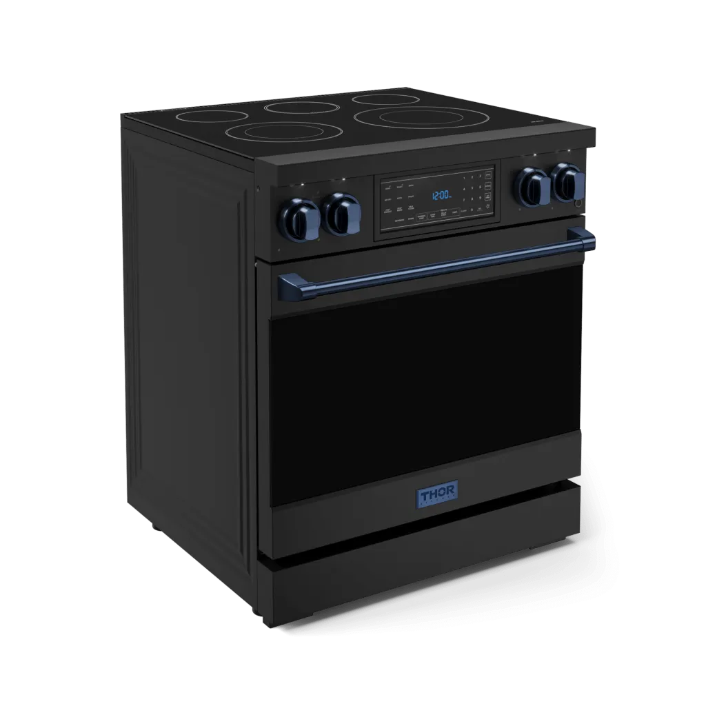 Thor Kitchen RSE30BBLU 30 Inch Professional Electric Range With Tilt Panel Touch Control In Black/Navy Blue Gordon Ramsay Series - Rse30B-Blu