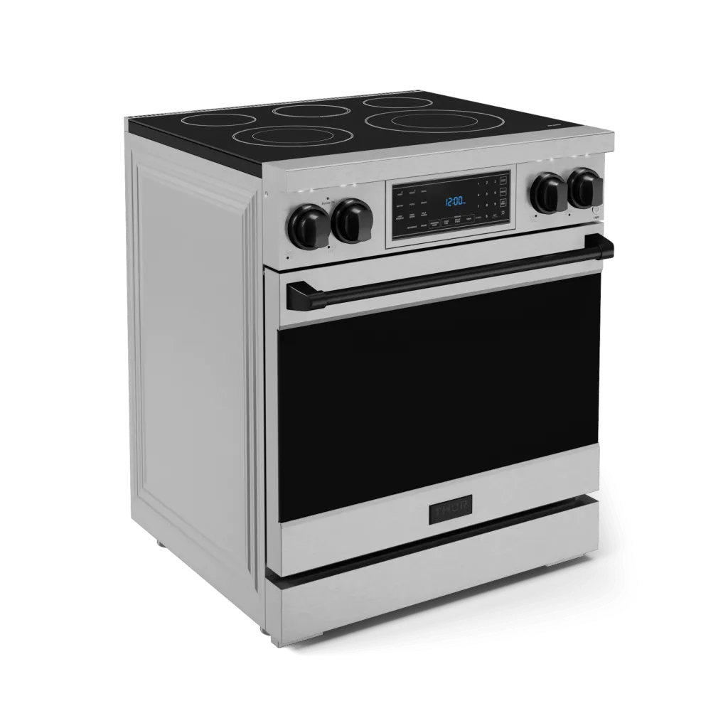Thor Kitchen RSE30BLK 30 Inch Professional Electric Range With Tilt Panel Touch Control In Stainless Steel/Black Gordon Ramsay Series - Rse30-Blk