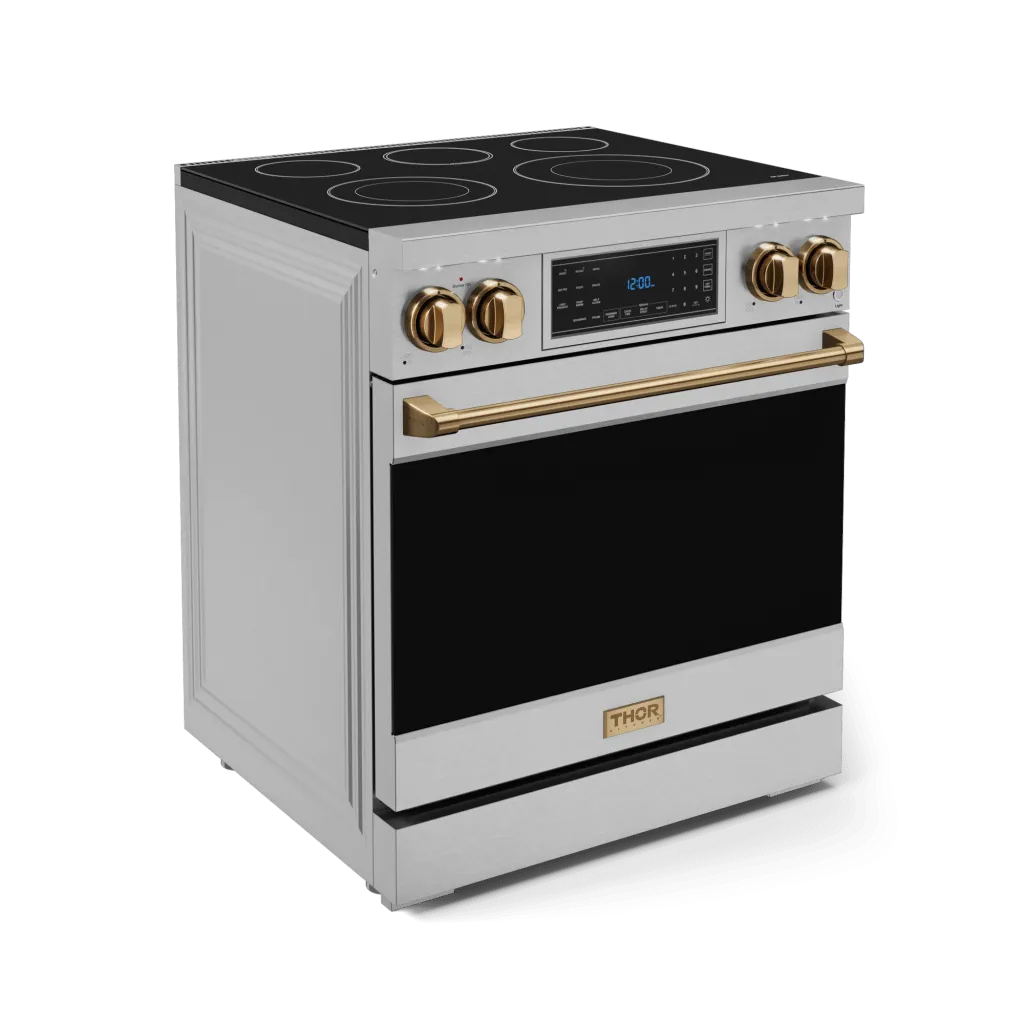 Thor Kitchen RSE30BRZ 30 Inch Professional Electric Range With Tilt Panel Touch Control In Stainless Steel/Bronze Gordon Ramsay Series - Rse30-Brz