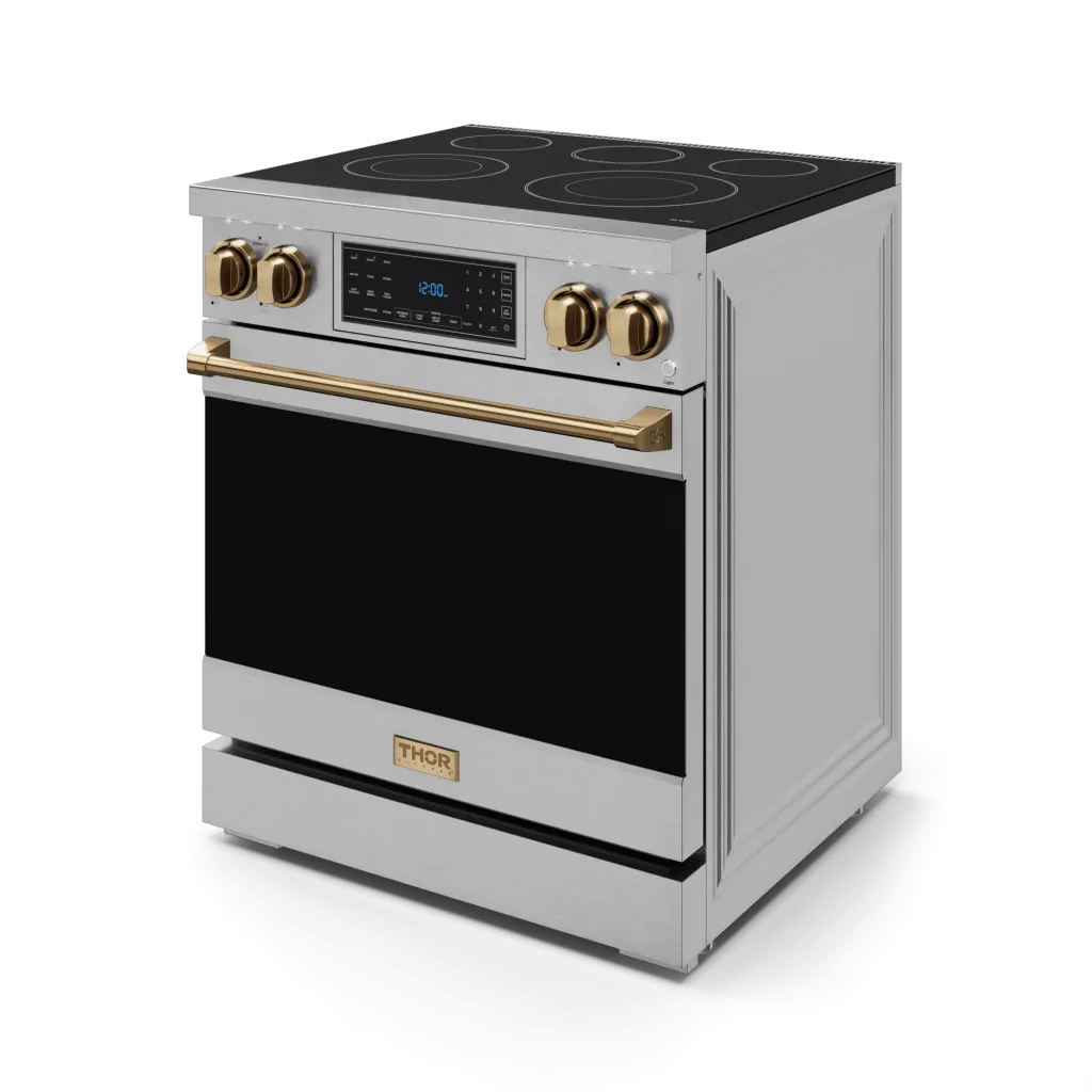 Thor Kitchen RSE30BRZ 30 Inch Professional Electric Range With Tilt Panel Touch Control In Stainless Steel/Bronze Gordon Ramsay Series - Rse30-Brz