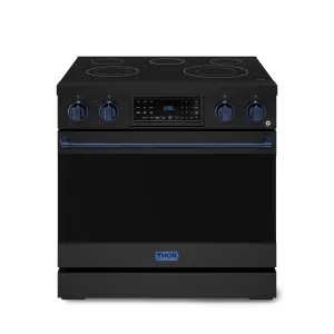 Thor Kitchen RSE36BBLU 36 Inch Professional Electric Range With Tilt Panel Touch Control In Black/Navy Blue Gordon Ramsay Series - Rse36B-Blu