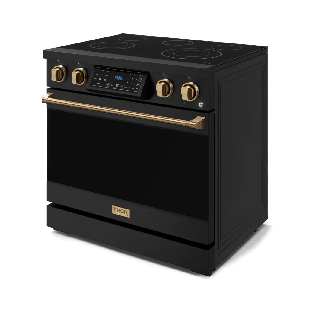 Thor Kitchen RSE36BBRZ 36 Inch Professional Electric Range With Tilt Panel Touch Control In Black/Bronze Gordon Ramsay Series - Rse36B-Brz