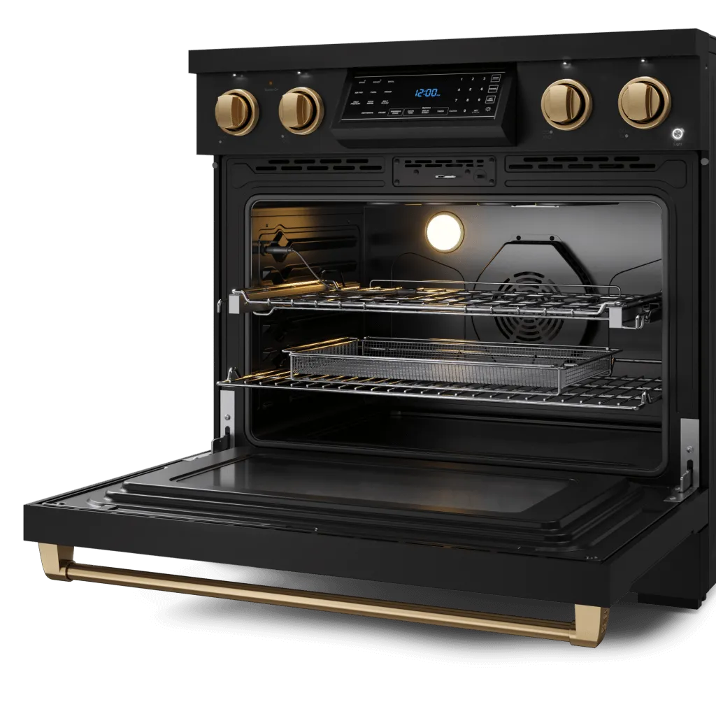 Thor Kitchen RSE36BBRZ 36 Inch Professional Electric Range With Tilt Panel Touch Control In Black/Bronze Gordon Ramsay Series - Rse36B-Brz