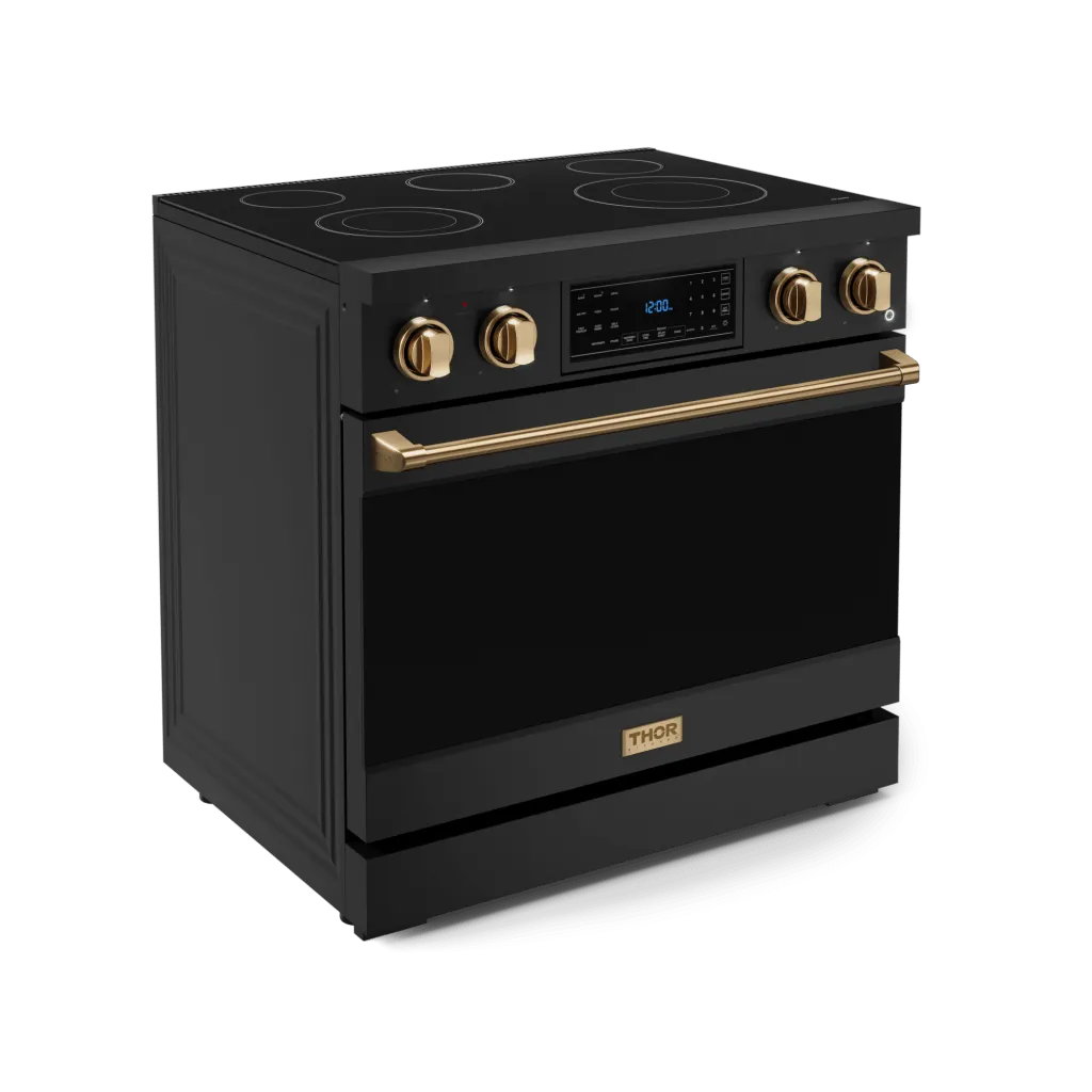 Thor Kitchen RSE36BBRZ 36 Inch Professional Electric Range With Tilt Panel Touch Control In Black/Bronze Gordon Ramsay Series - Rse36B-Brz