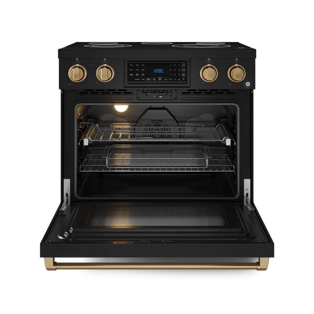 Thor Kitchen RSE36BBRZ 36 Inch Professional Electric Range With Tilt Panel Touch Control In Black/Bronze Gordon Ramsay Series - Rse36B-Brz