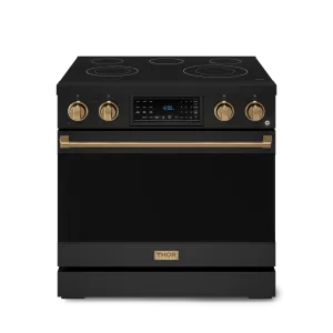 Thor Kitchen RSE36BBRZ 36 Inch Professional Electric Range With Tilt Panel Touch Control In Black/Bronze Gordon Ramsay Series - Rse36B-Brz