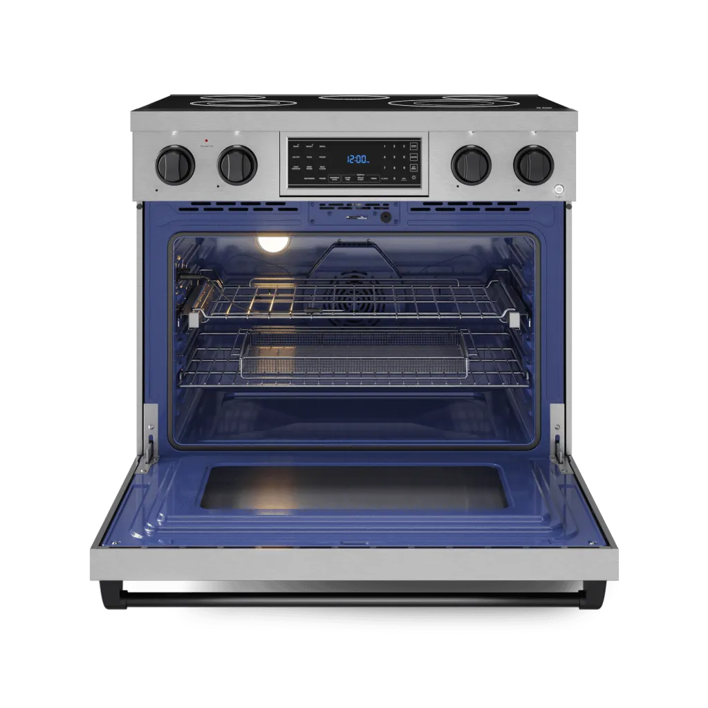 Thor Kitchen RSE36BLK 36 Inch Professional Electric Range With Tilt Panel Touch Control In Stainless Steel/Black Gordon Ramsay Series - Rse36-Blk