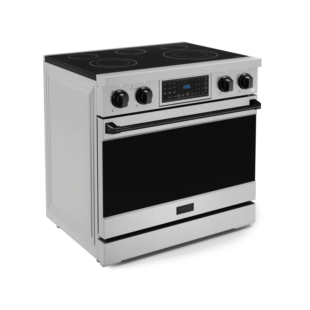 Thor Kitchen RSE36BLK 36 Inch Professional Electric Range With Tilt Panel Touch Control In Stainless Steel/Black Gordon Ramsay Series - Rse36-Blk