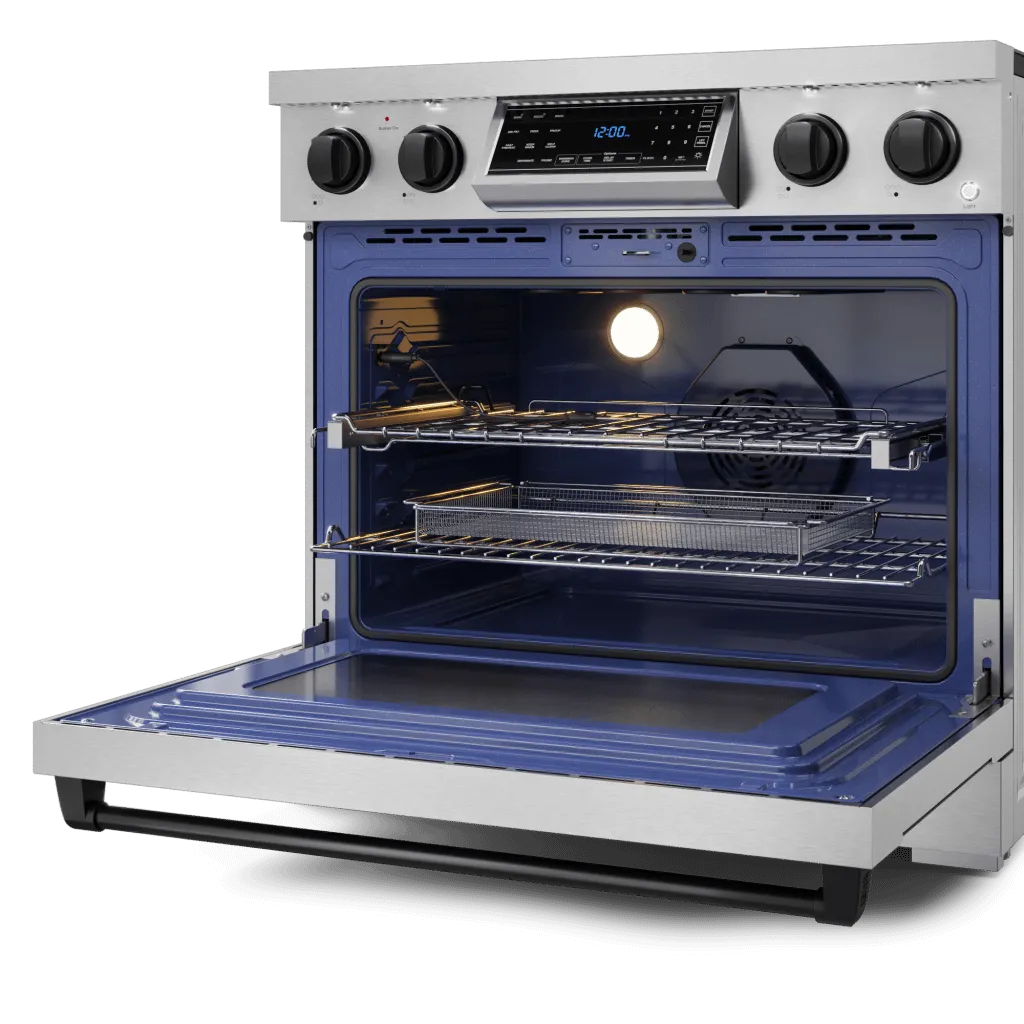 Thor Kitchen RSE36BLK 36 Inch Professional Electric Range With Tilt Panel Touch Control In Stainless Steel/Black Gordon Ramsay Series - Rse36-Blk