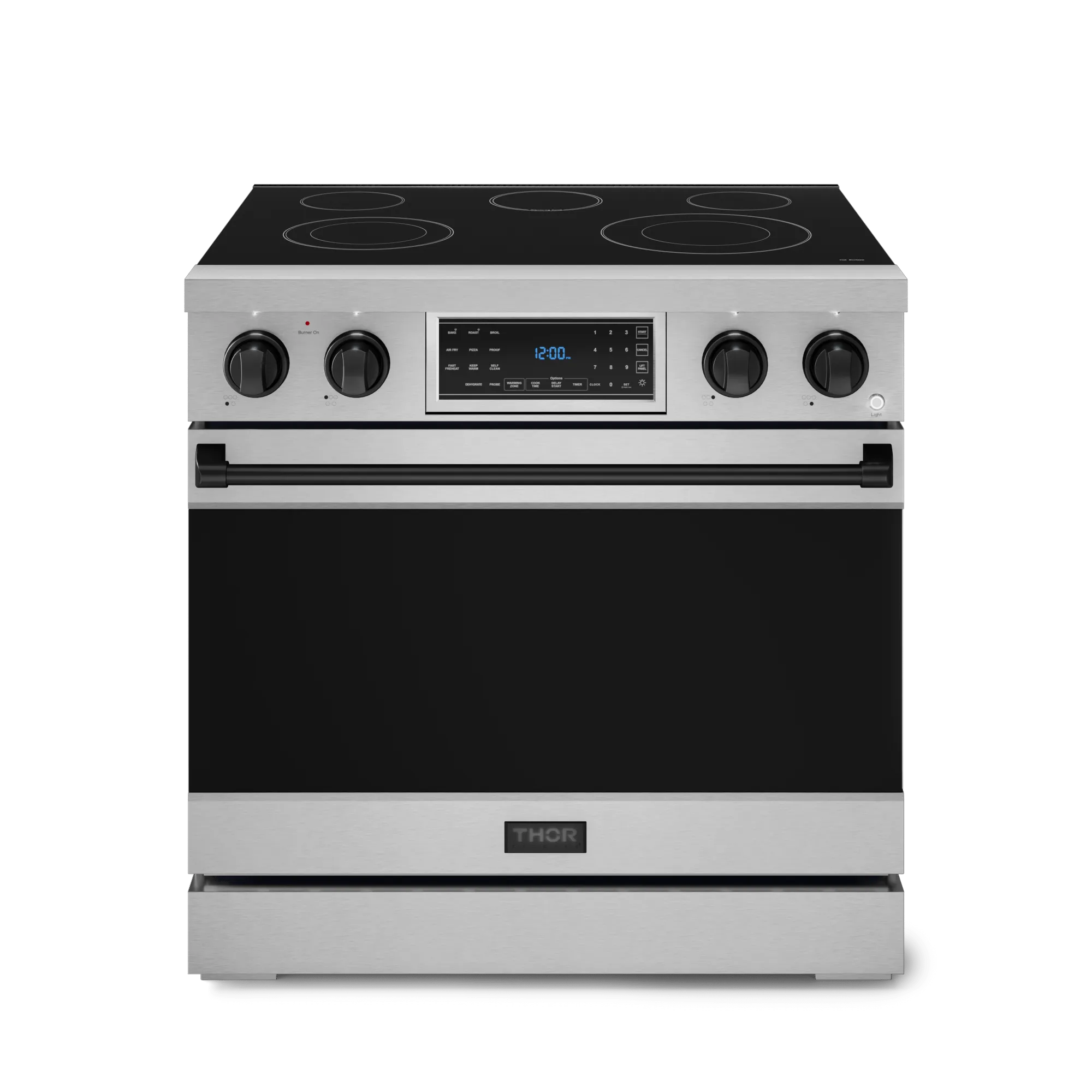 Thor Kitchen RSE36BLK 36 Inch Professional Electric Range With Tilt Panel Touch Control In Stainless Steel/Black Gordon Ramsay Series - Rse36-Blk