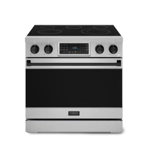 Thor Kitchen RSE36BLK 36 Inch Professional Electric Range With Tilt Panel Touch Control In Stainless Steel/Black Gordon Ramsay Series - Rse36-Blk