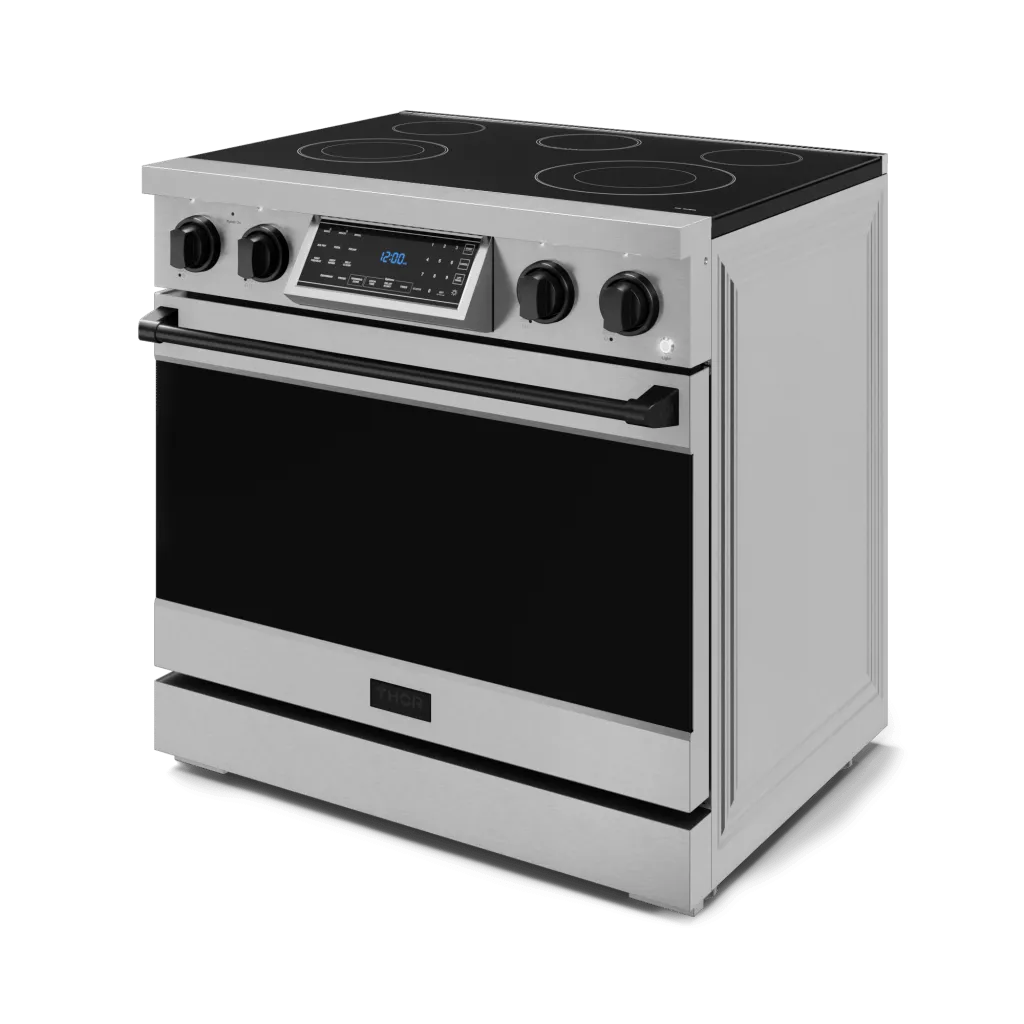 Thor Kitchen RSE36BLK 36 Inch Professional Electric Range With Tilt Panel Touch Control In Stainless Steel/Black Gordon Ramsay Series - Rse36-Blk
