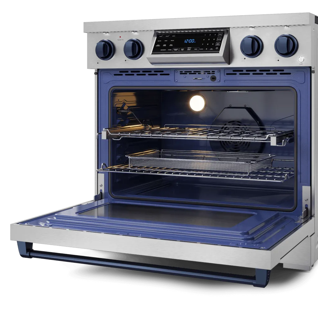 Thor Kitchen RSE36BLU 36 Inch Professional Electric Range With Tilt Panel Touch Control In Stainless Steel/Navy Blue Gordon Ramsay Series - Rse36-Blu