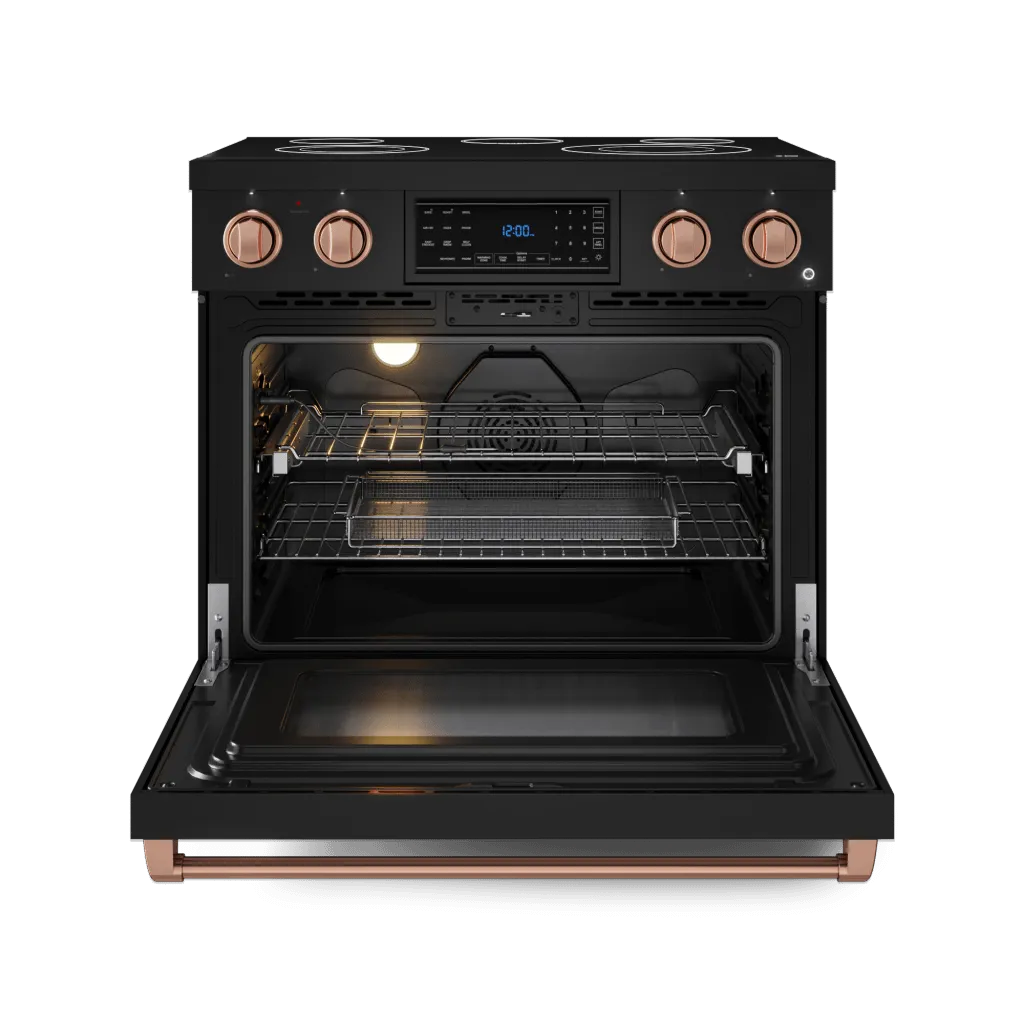 Thor Kitchen RSE36BRSG 36 Inch Professional Electric Range With Tilt Panel Touch Control In Black/Rose Gold Gordon Ramsay Series - Rse36B-Rsg