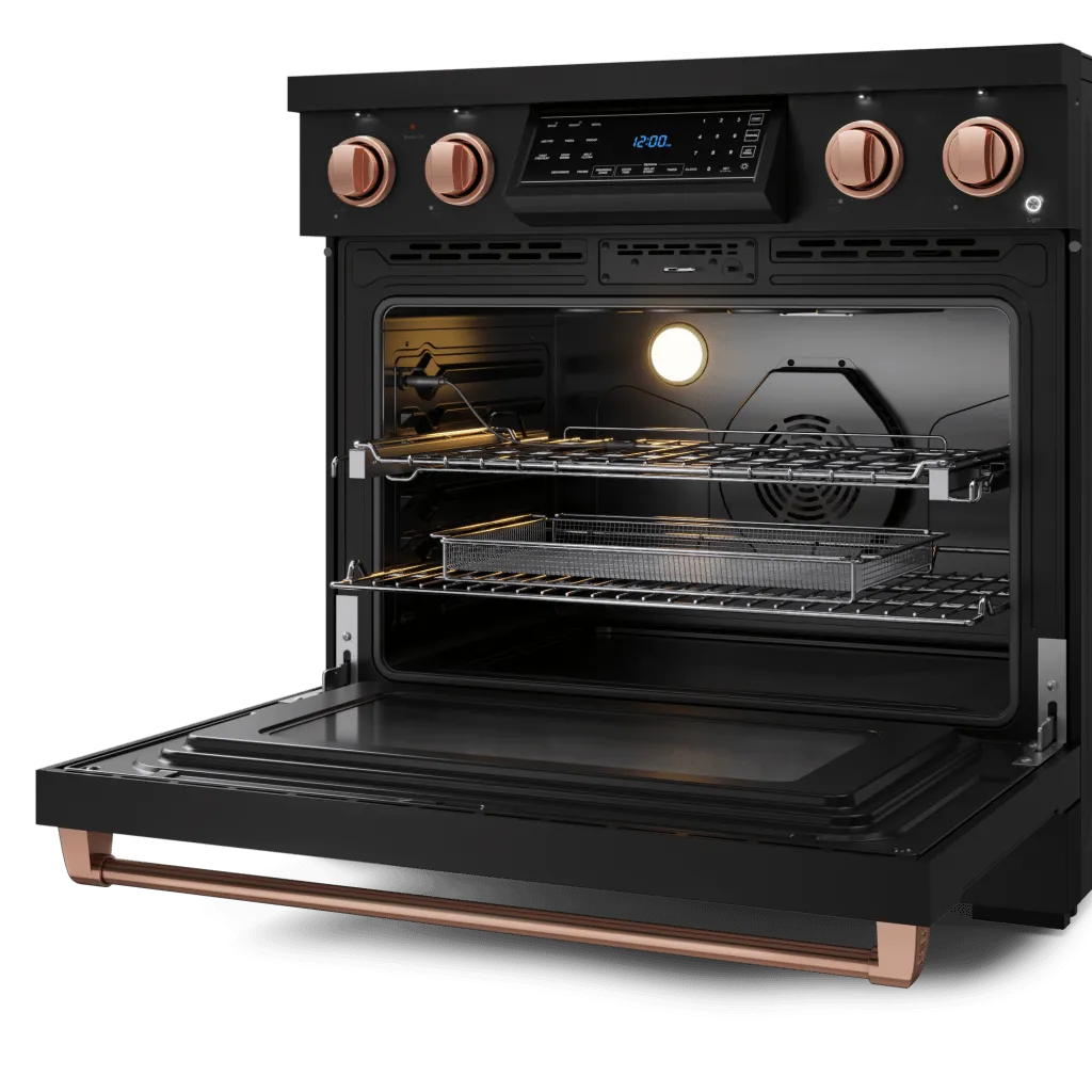 Thor Kitchen RSE36BRSG 36 Inch Professional Electric Range With Tilt Panel Touch Control In Black/Rose Gold Gordon Ramsay Series - Rse36B-Rsg