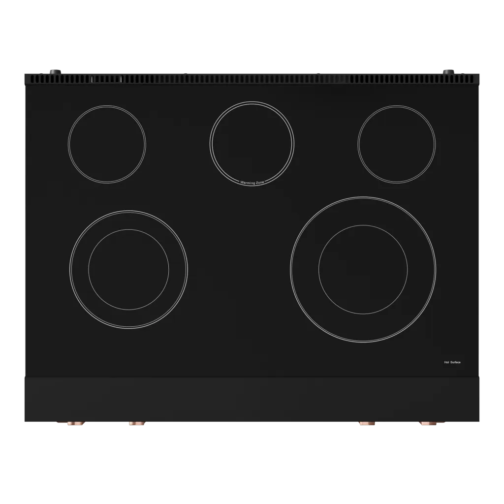 Thor Kitchen RSE36BRSG 36 Inch Professional Electric Range With Tilt Panel Touch Control In Black/Rose Gold Gordon Ramsay Series - Rse36B-Rsg