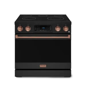 Thor Kitchen RSE36BRSG 36 Inch Professional Electric Range With Tilt Panel Touch Control In Black/Rose Gold Gordon Ramsay Series - Rse36B-Rsg