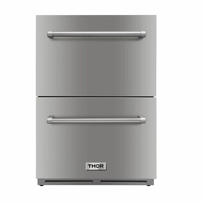 Thor Kitchen 24 Inch Indoor Outdoor Refrigerator Drawer in Stainless Steel TRF2401U outdoor beverage cooler with wheels