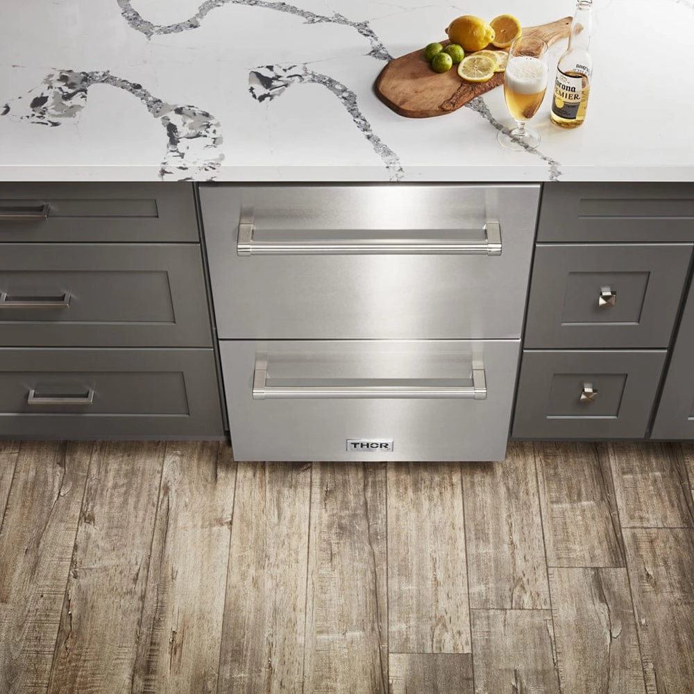 Thor Kitchen 24 Inch Indoor Outdoor Refrigerator Drawer in Stainless Steel TRF2401U