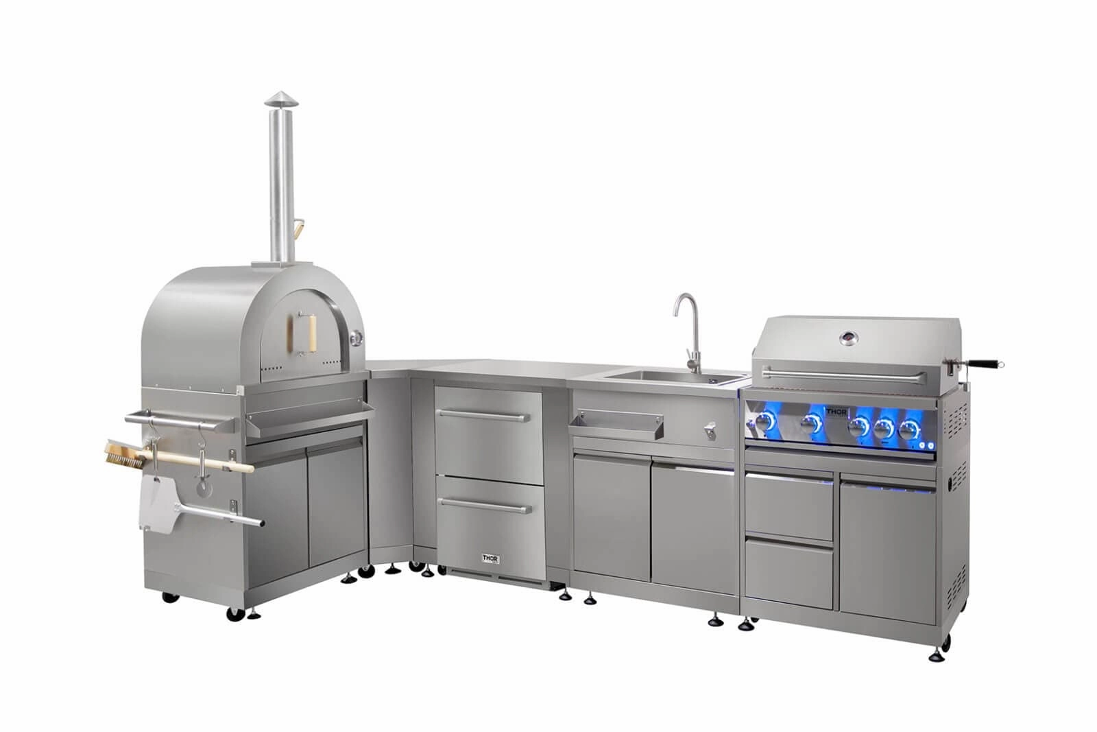 Thor Kitchen 32 Inch 4-Burner Gas BBQ Grill with Rotisserie in Stainless Steel MK04SS304