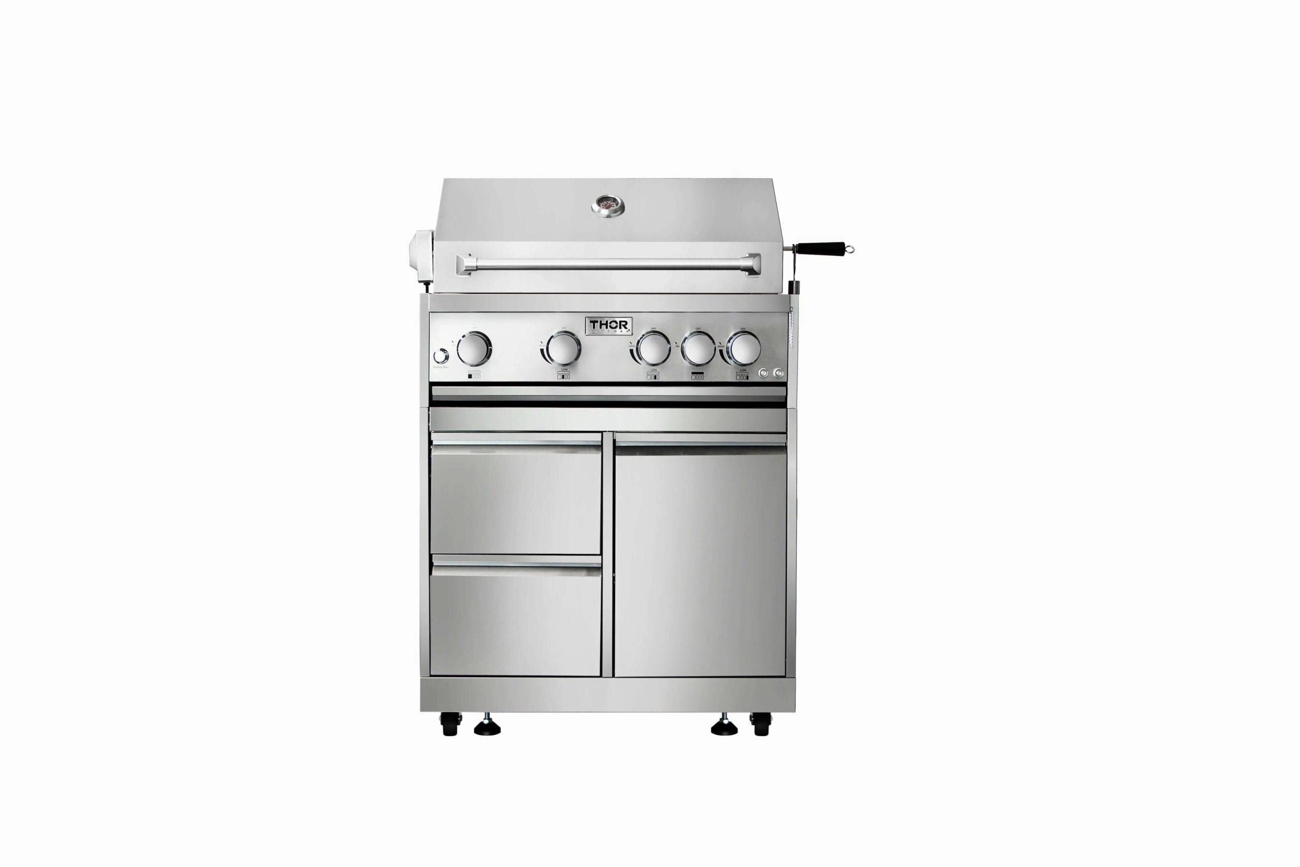 Thor Kitchen 32 Inch 4-Burner Gas BBQ Grill with Rotisserie in Stainless Steel MK04SS304