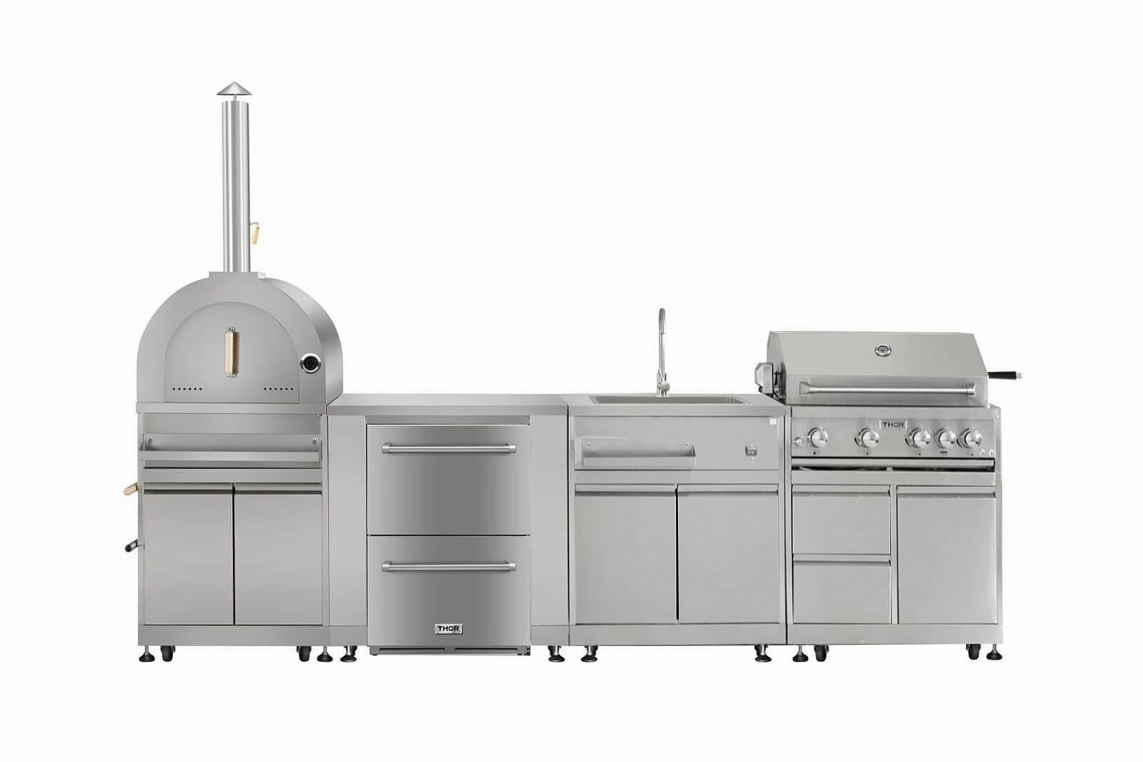 Thor Kitchen 32 Inch 4-Burner Gas BBQ Grill with Rotisserie in Stainless Steel MK04SS304