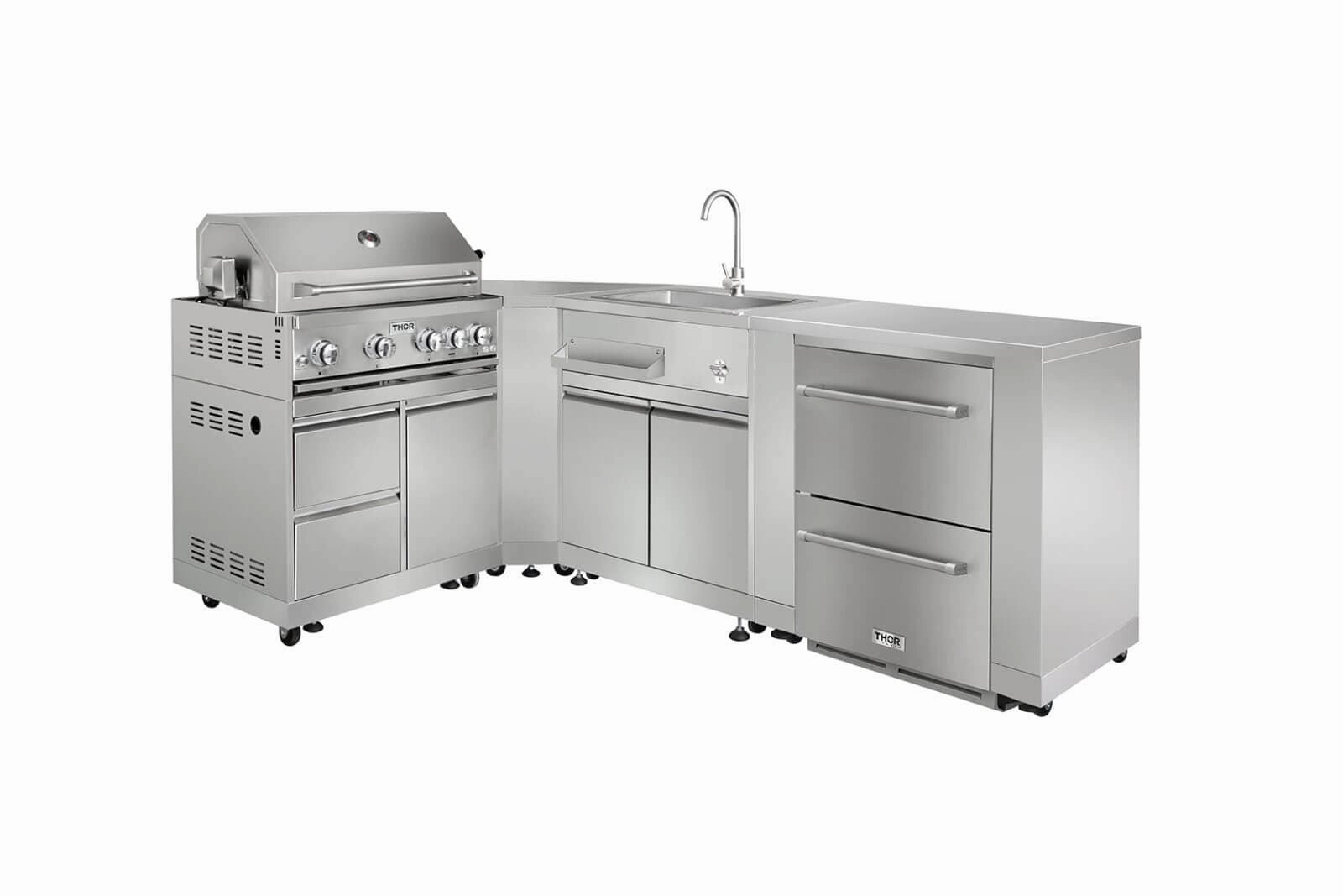 Thor Kitchen 32 Inch 4-Burner Gas BBQ Grill with Rotisserie in Stainless Steel MK04SS304