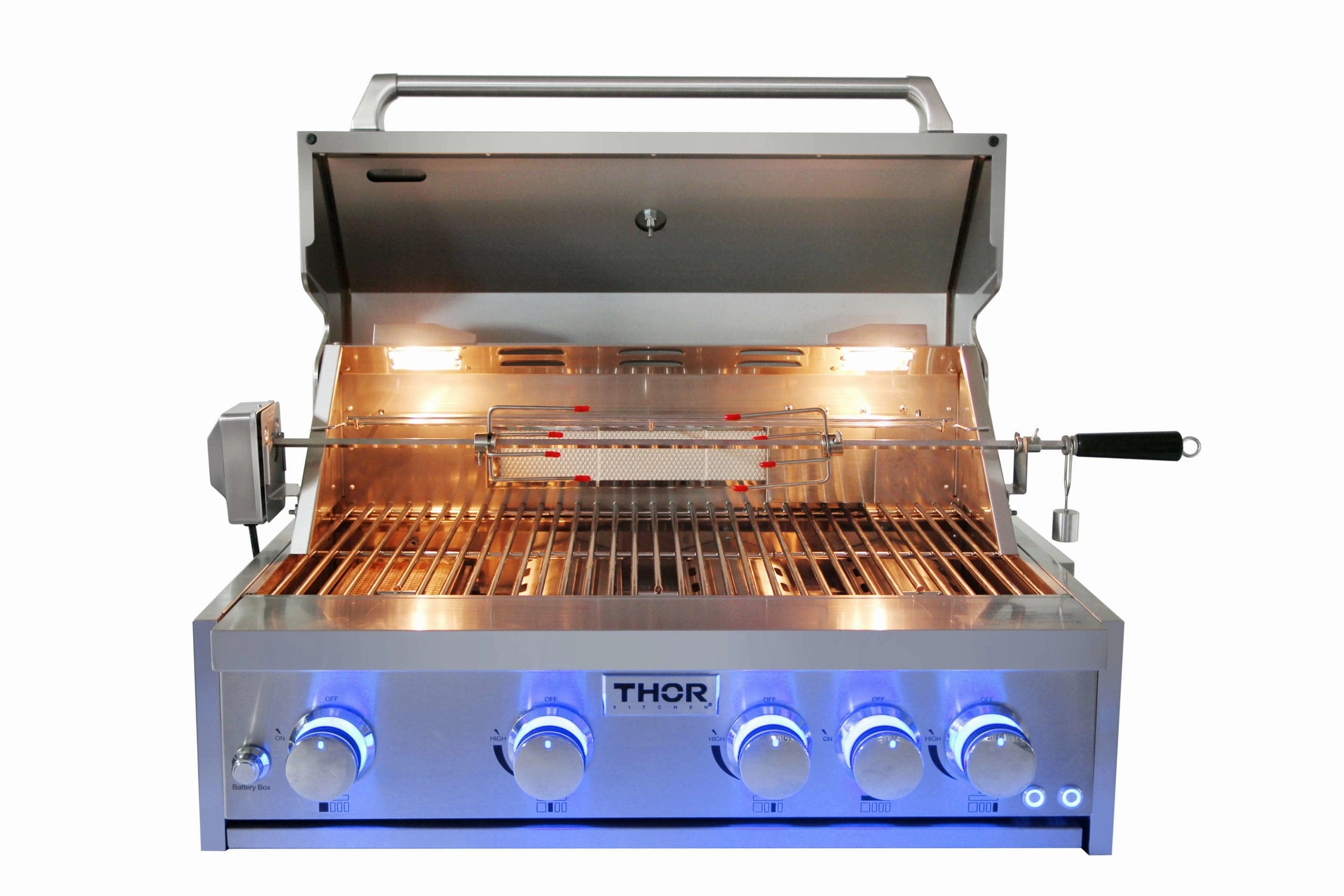 Thor Kitchen 32 Inch 4-Burner Gas BBQ Grill with Rotisserie in Stainless Steel MK04SS304