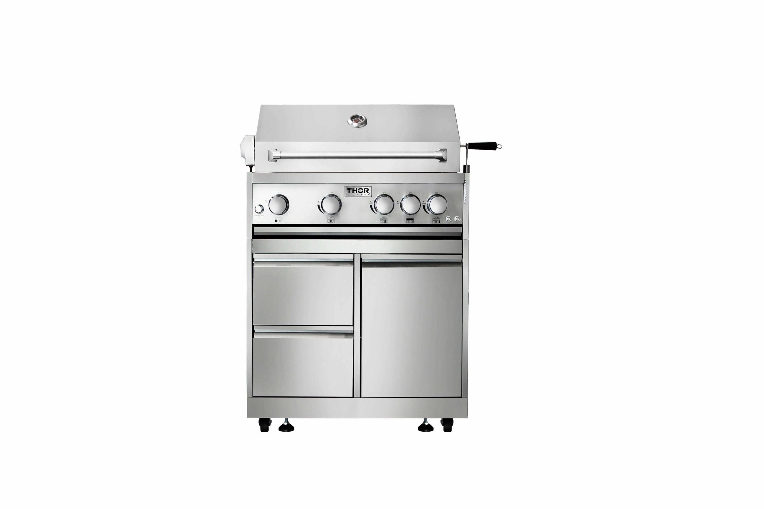 Thor Kitchen 32 Inch 4-Burner Gas BBQ Grill with Rotisserie in Stainless Steel MK04SS304
