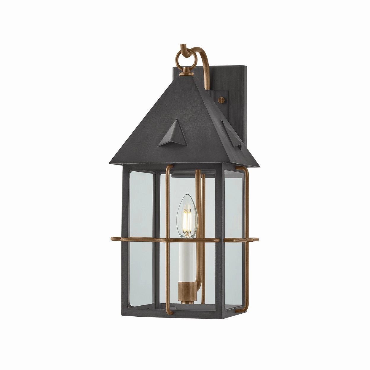 Toby One Light Wall Sconce Patina Brass And Graphite