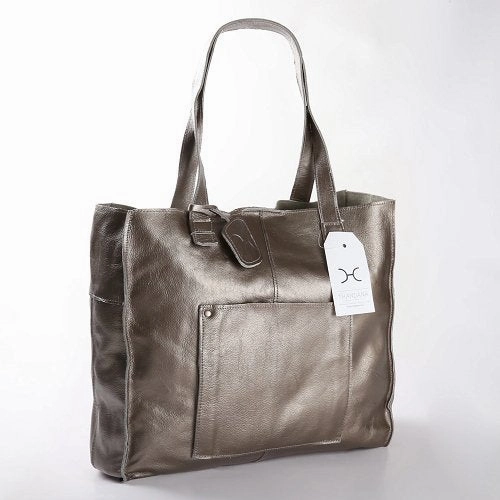 Flash Offer Today Thandana Zippered Tote Metallic Leather Handbag